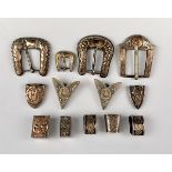 4 Western Silver & Gold Buckles & Accoutrements