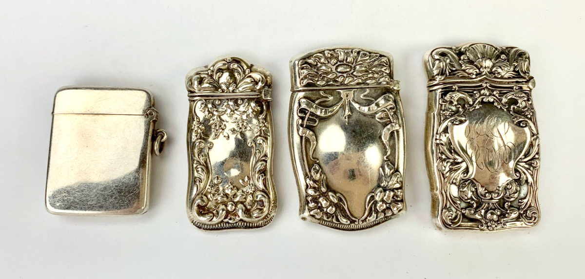 Group of 4 Antique Sterling Silver Match Safes - Image 2 of 2