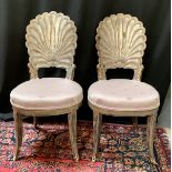 Pair of Antique Silvered Shell Back Chairs C.1900