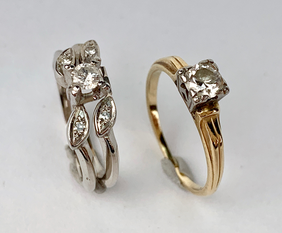 2 Ladies 14K Yellow & White Gold Diamond Rings - Image 4 of 5
