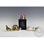 Five Royal Crown Derby paperweights, to include; Garden Snail, limited edition no 3569/4500,