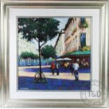 Tony Rome, Pastel, French Street scene with bicycle beside a lamppost , Signed, 50.5cm x 50.