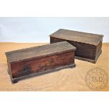 An early 19th century elm coffer / box, with bracket feet, 35cm H x 101cm W x 35cm D,