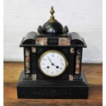A late 19th century slate and marble eight day mantel clock,