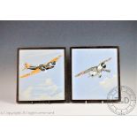 English School - 1930's, Pair of gouache, Airplanes in flight,