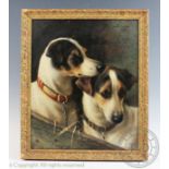 Valentine Thomas Garland (1840-1914), Oil on millboard, Study of two Jack Russell Terriers,