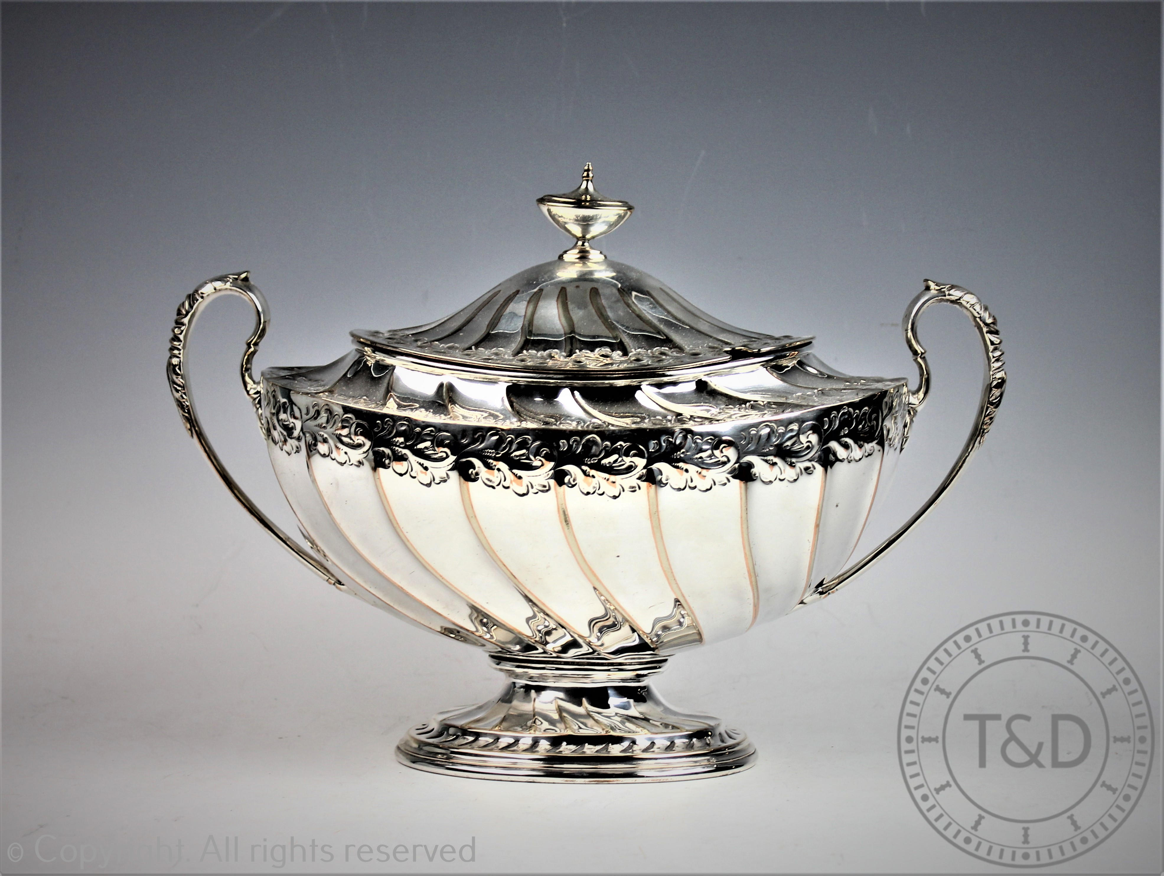 A Victorian silver plated pedestal tureen and cover, Charles Edward Nixon, Sheffield,