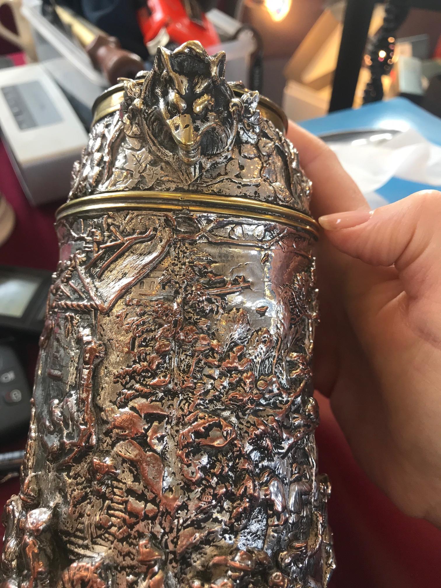 An unusual silver plated stein, 19th century, - Image 8 of 13