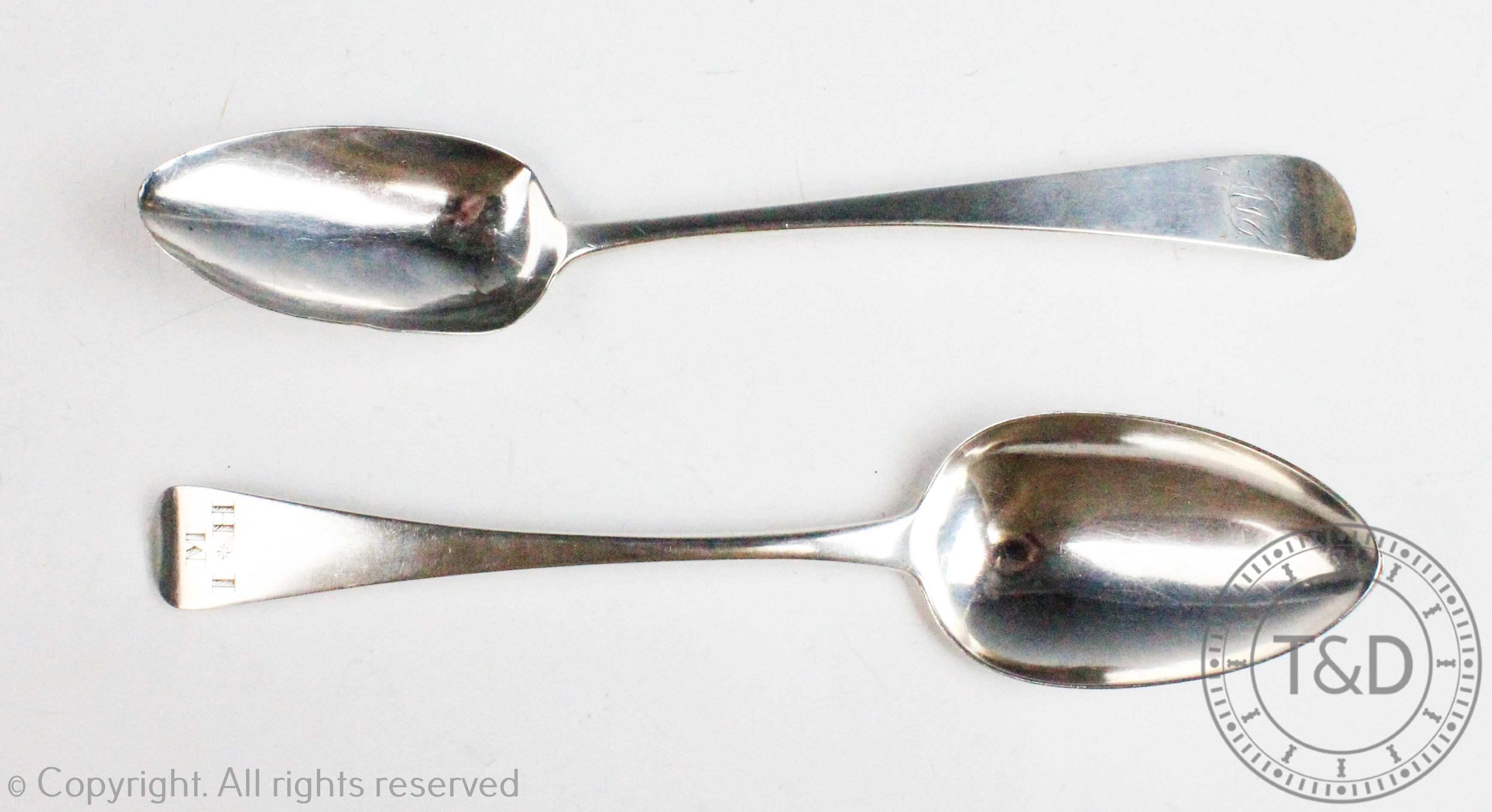 A silver Irish spoon, John Power, Dublin 1804, Old English pattern, engraved indistinctly,