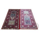 A pair of Kashmir runner, worked with a persian panel design / garden design,