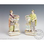 A pair of 19th century Derby porcelain figures of Peace and Plenty,