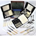 A collection of boxed and loose silver plated cutlery, to include; fish knives and forks,