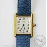 A ladies Must De Cartier Vermeil Tank Quartz, 925 wristwatch,