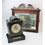 A late 19th century marble eight day mantel clock,