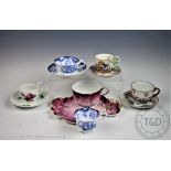 A selection of European porcelain teacups and saucers to include a 19th century Naples Capodimonte