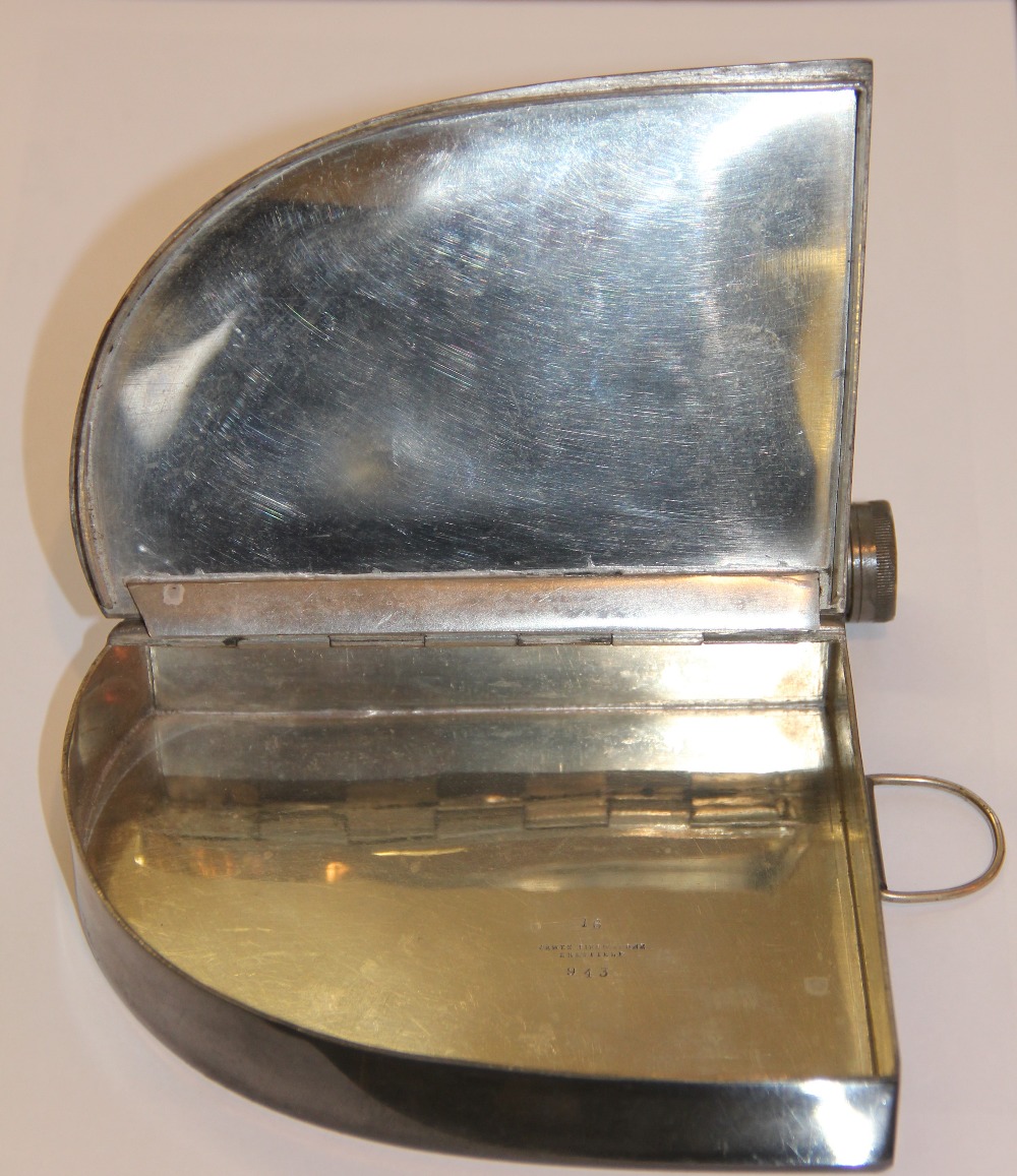 A James Dixon and Sons silver plated combination hunting hip flask and sandwich tin, - Image 8 of 10