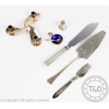 A selection of Georg Jensen Danish silver items comprising; a cactus pattern fork, 17cm long,