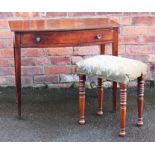 A late George III mahogany bow front side table, on tapered legs, 70cm H x 83.