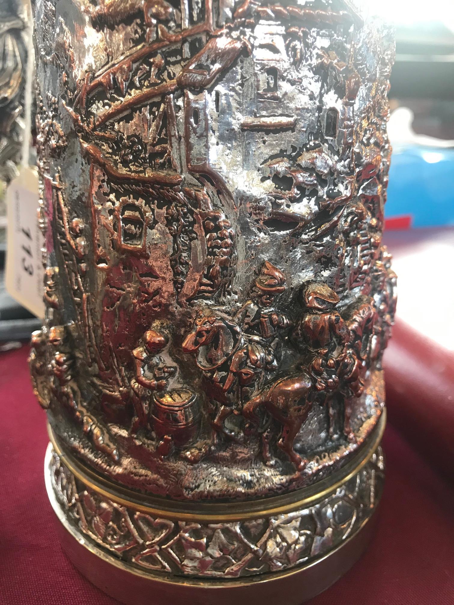 An unusual silver plated stein, 19th century, - Image 13 of 13