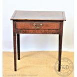 A George III low bow / side table, with a single drawer, on tapered legs,