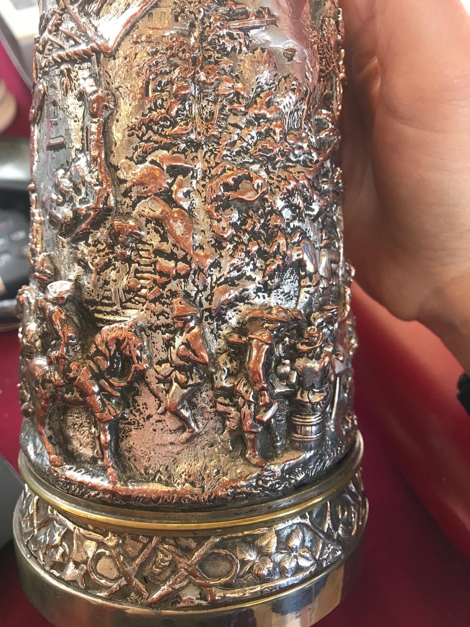 An unusual silver plated stein, 19th century, - Image 10 of 13