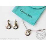 A Tiffany & Co sterling silver heart necklace and matching earrings c.