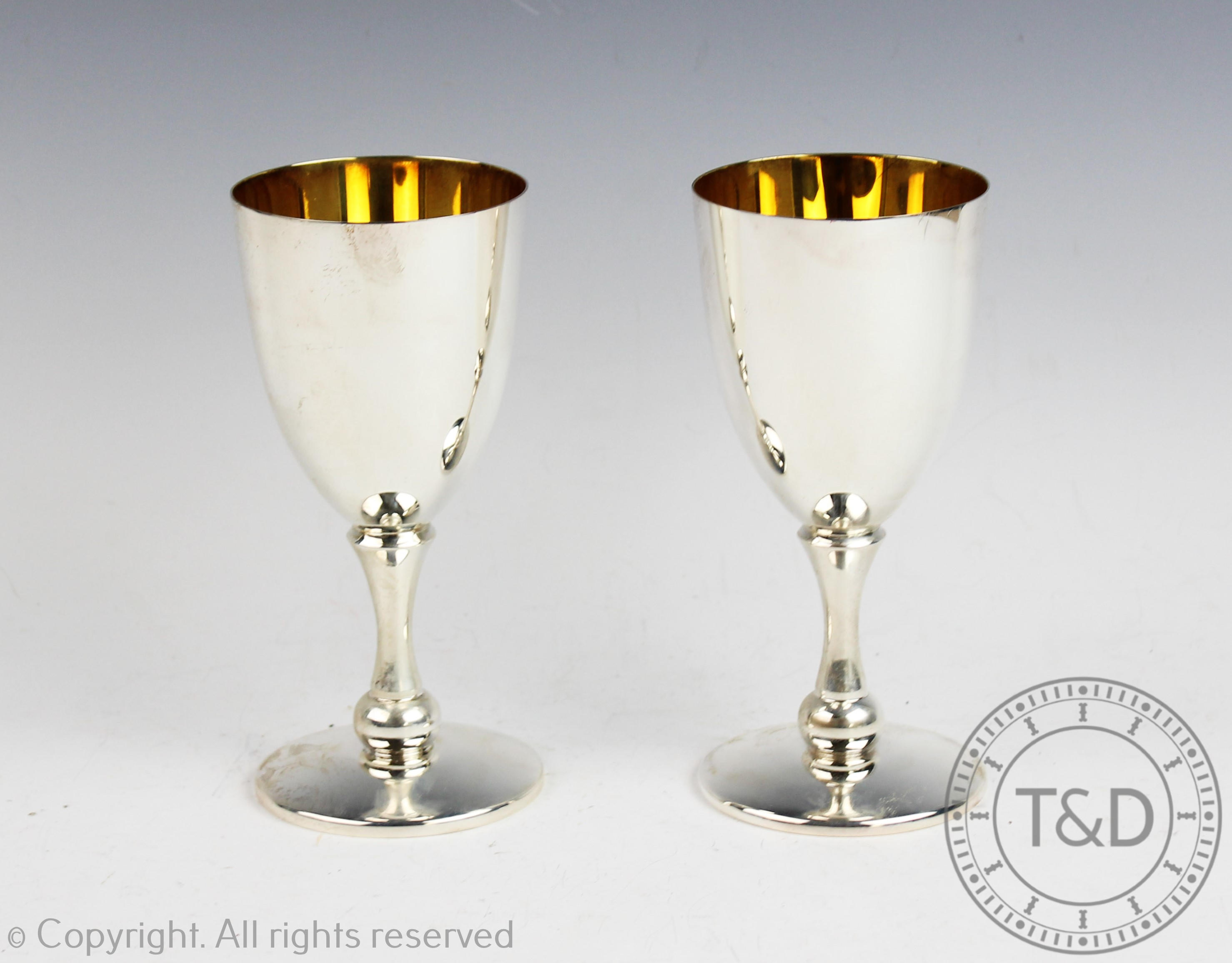 A cased pair of silver goblets Carr's of Sheffield 2004,