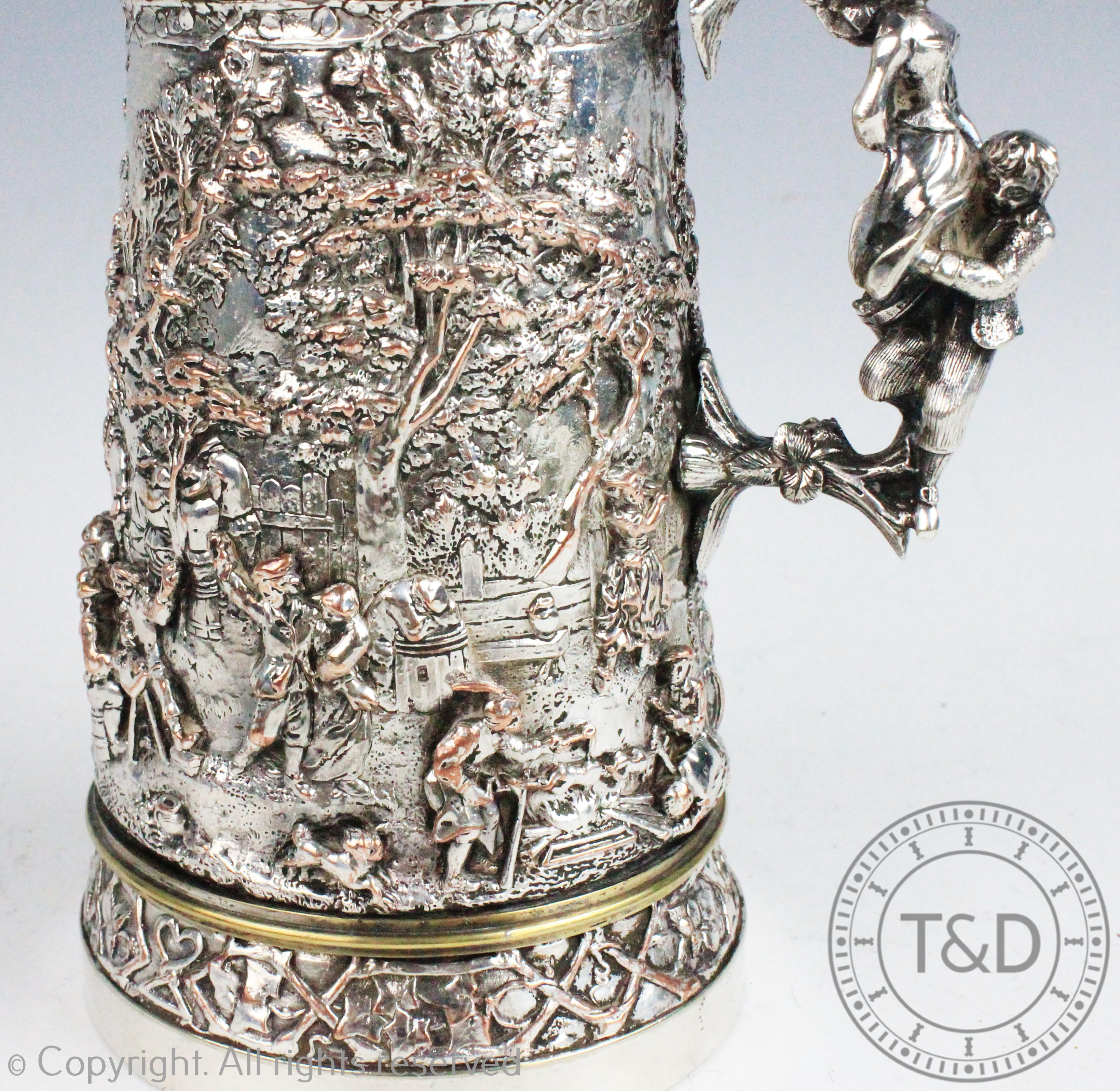 An unusual silver plated stein, 19th century, - Image 3 of 13