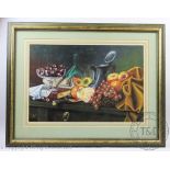 Christopher Hope, Watercolour, Still life of fruit and objects, Signed and dated '00', 33.
