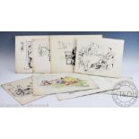 Herbert Samuel "Bert" Thomas (1883-1966), Eight pen and ink cartoons on card,