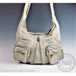 An Alexander Wang Donna Zipped Hobo shoulder bag in feather grey with silver coloured furniture,