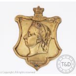 A reproduction Queen Victoria Diamond Jubilee commemorative cast brass shield,