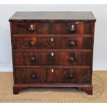 An early 19th century mahogany chest, of two short and three long drawers, on bracket feet,