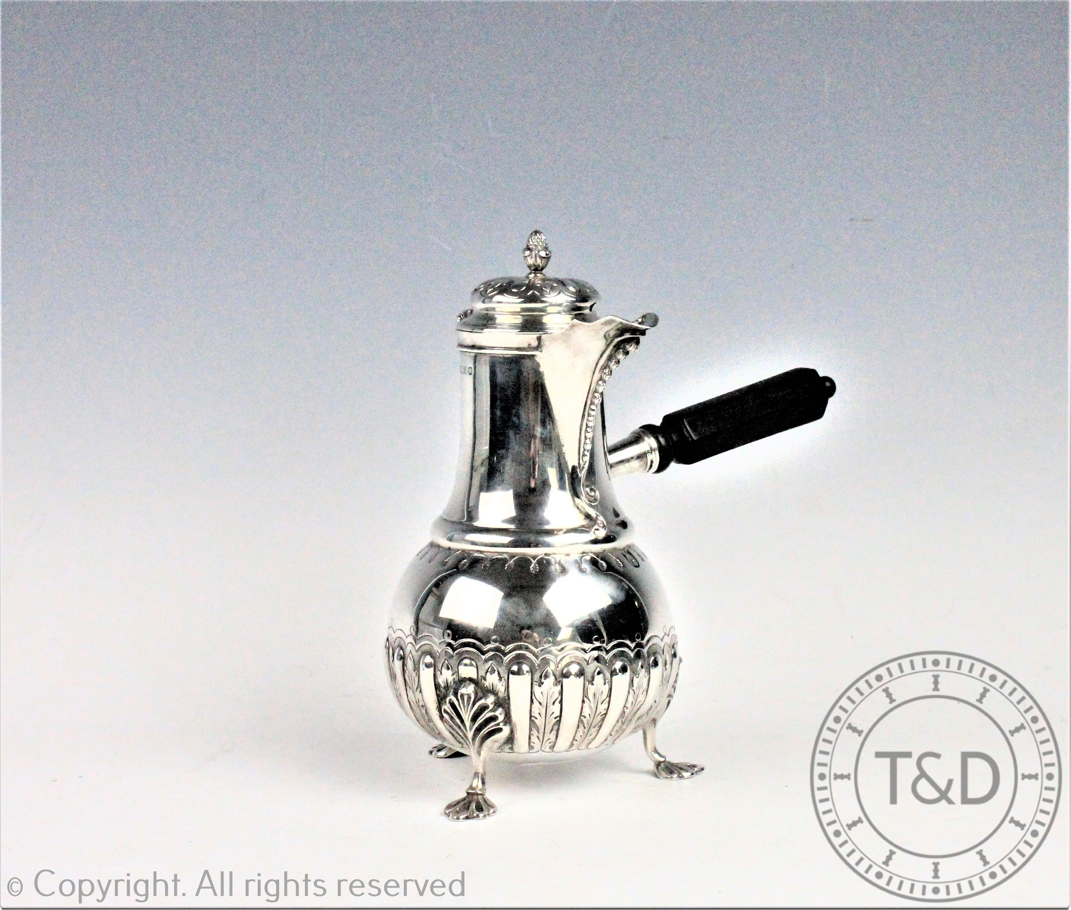 A Victorian silver side pouring chocolate pot, James Deakin and Sons, Sheffield 1889,