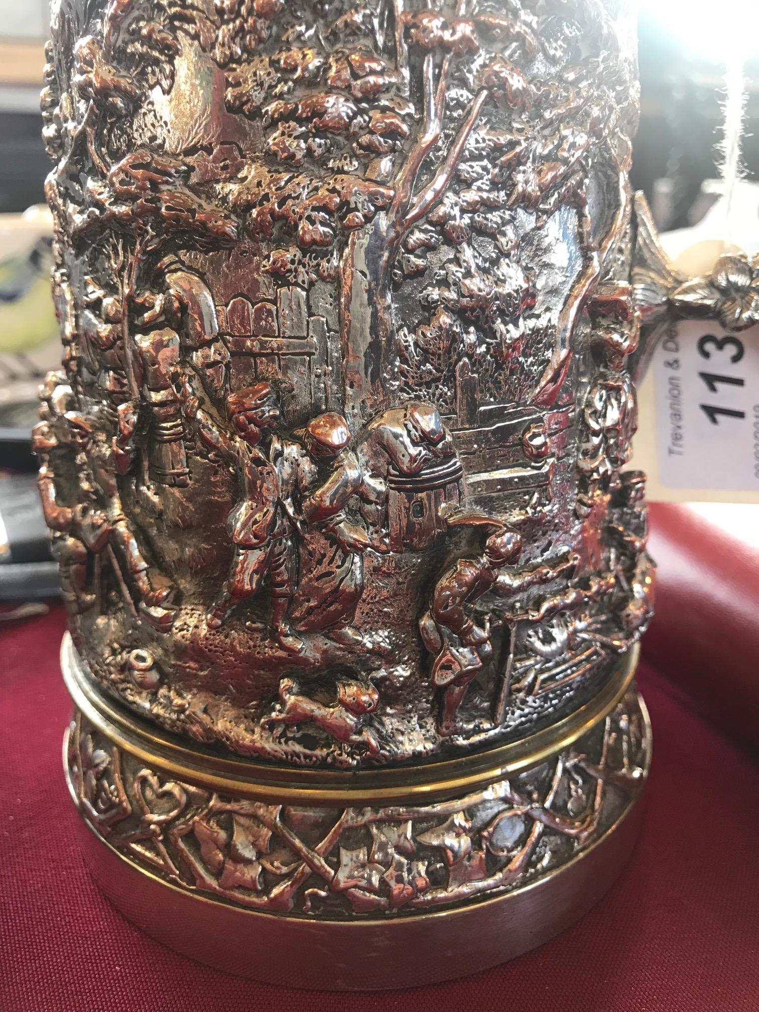 An unusual silver plated stein, 19th century, - Image 12 of 13