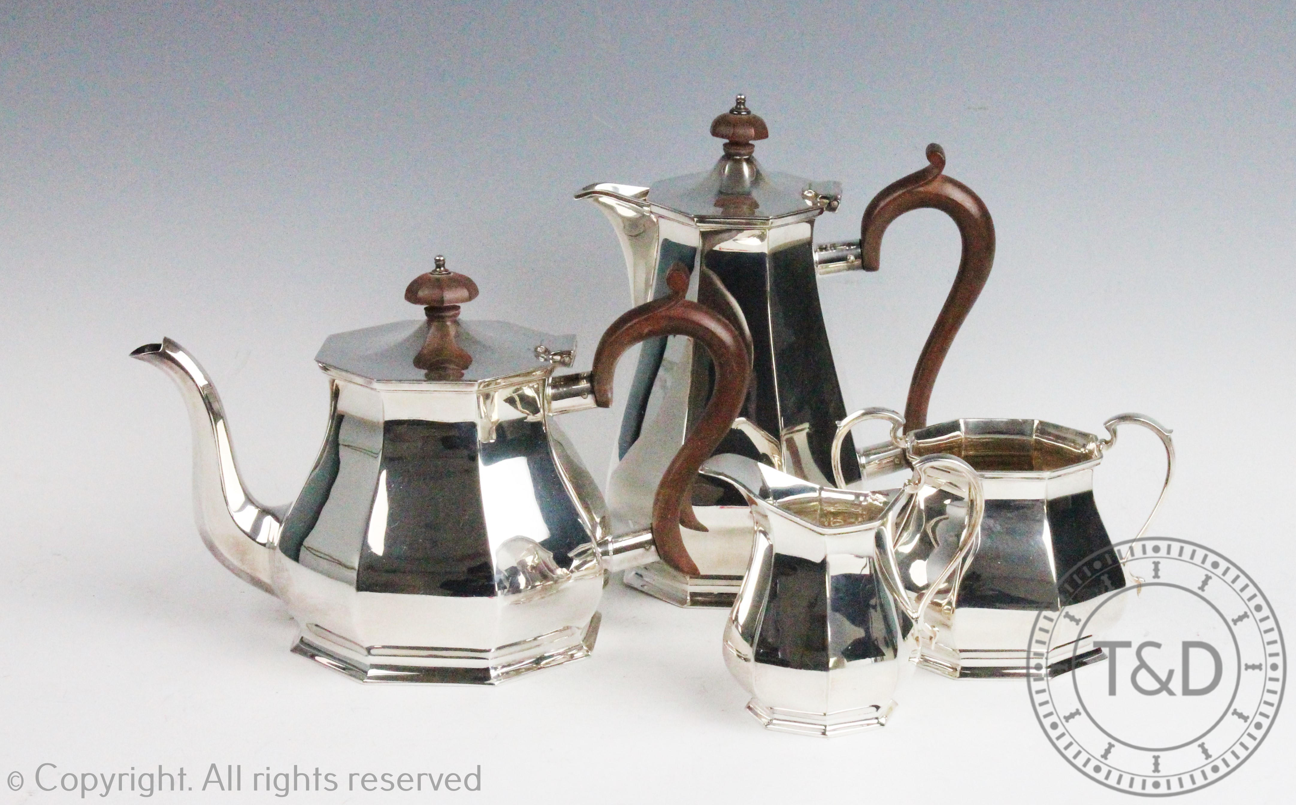 A Roberts and Belk silver plated four piece tea service,