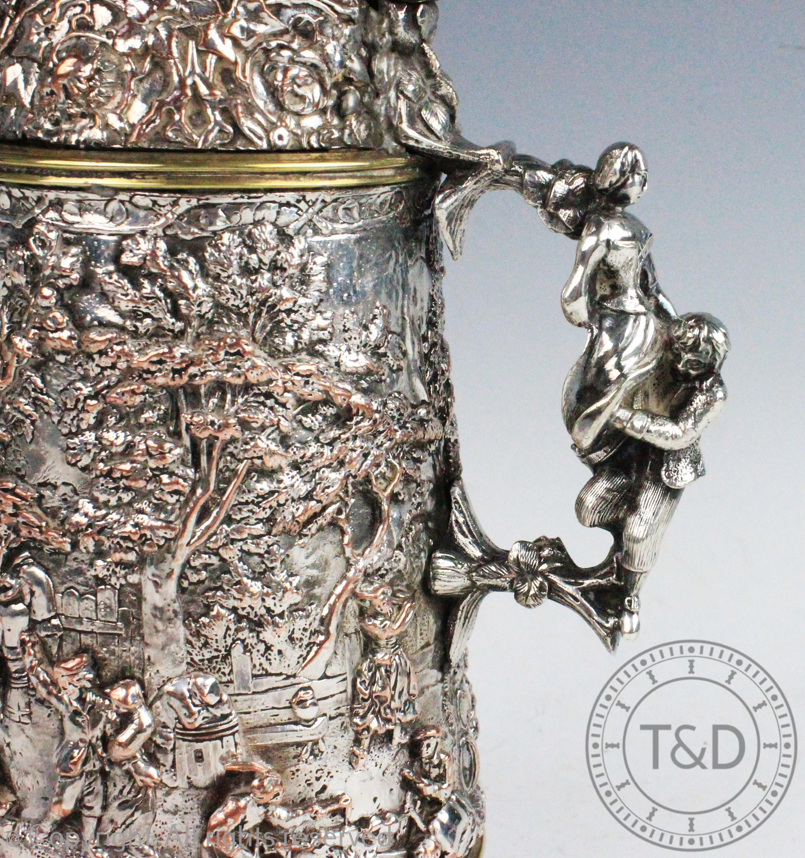 An unusual silver plated stein, 19th century, - Image 2 of 13