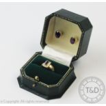 An amethyst set ring, the yellow metal ring stamped '375',