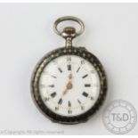 A Continental silver and enamel fob watch,