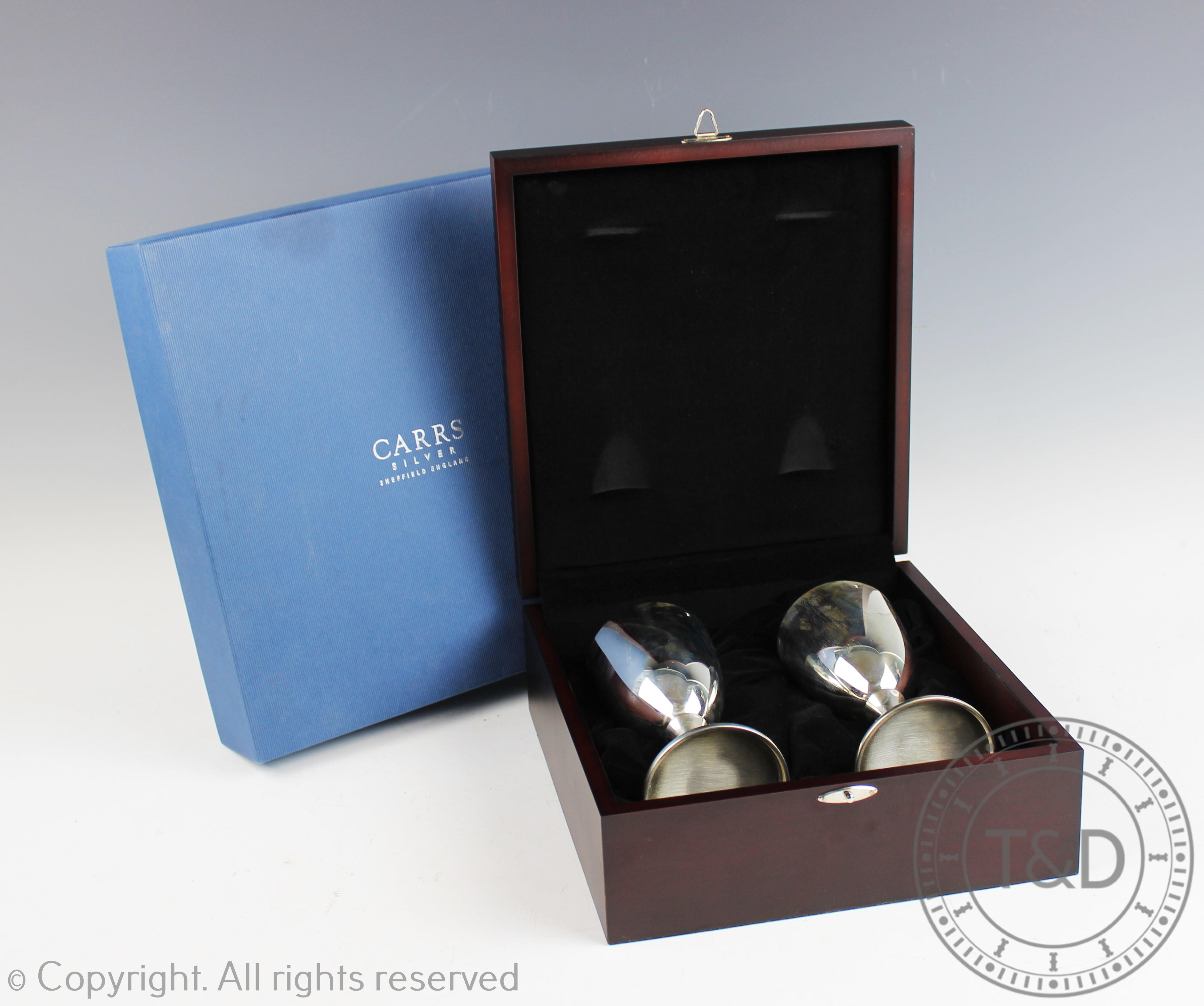 A cased pair of silver goblets Carr's of Sheffield 2004, - Image 2 of 2