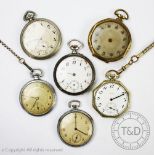 A group of six Art Deco open face pocket watches,
