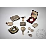 A collection of small silver to include; a silver fob watch within original case,