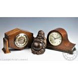 An Art Deco walnut cased mantel clock,