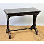 A 19th century Aesthetic ebonised and amboyna card table by Ogden of Manchester,