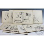 Herbert Samuel "Bert" Thomas (1883-1966), Eight pen and ink cartoons on card,