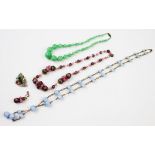A Venetian glass bead necklace, 48cm long, with one necklace matching,