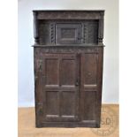 An early 18th century and later oak court type cupboard,