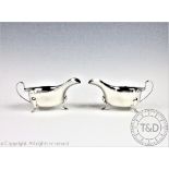 A pair of George III style silver sauce boats, Viners Ltd, Sheffield 1954,