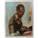 A series of five oils on canvas (20th century), Each depicting indigenous people,
