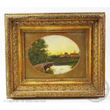 English School - late 19th century, A pair of oils on board, Naïve country scenes, 14cm x 19cm,